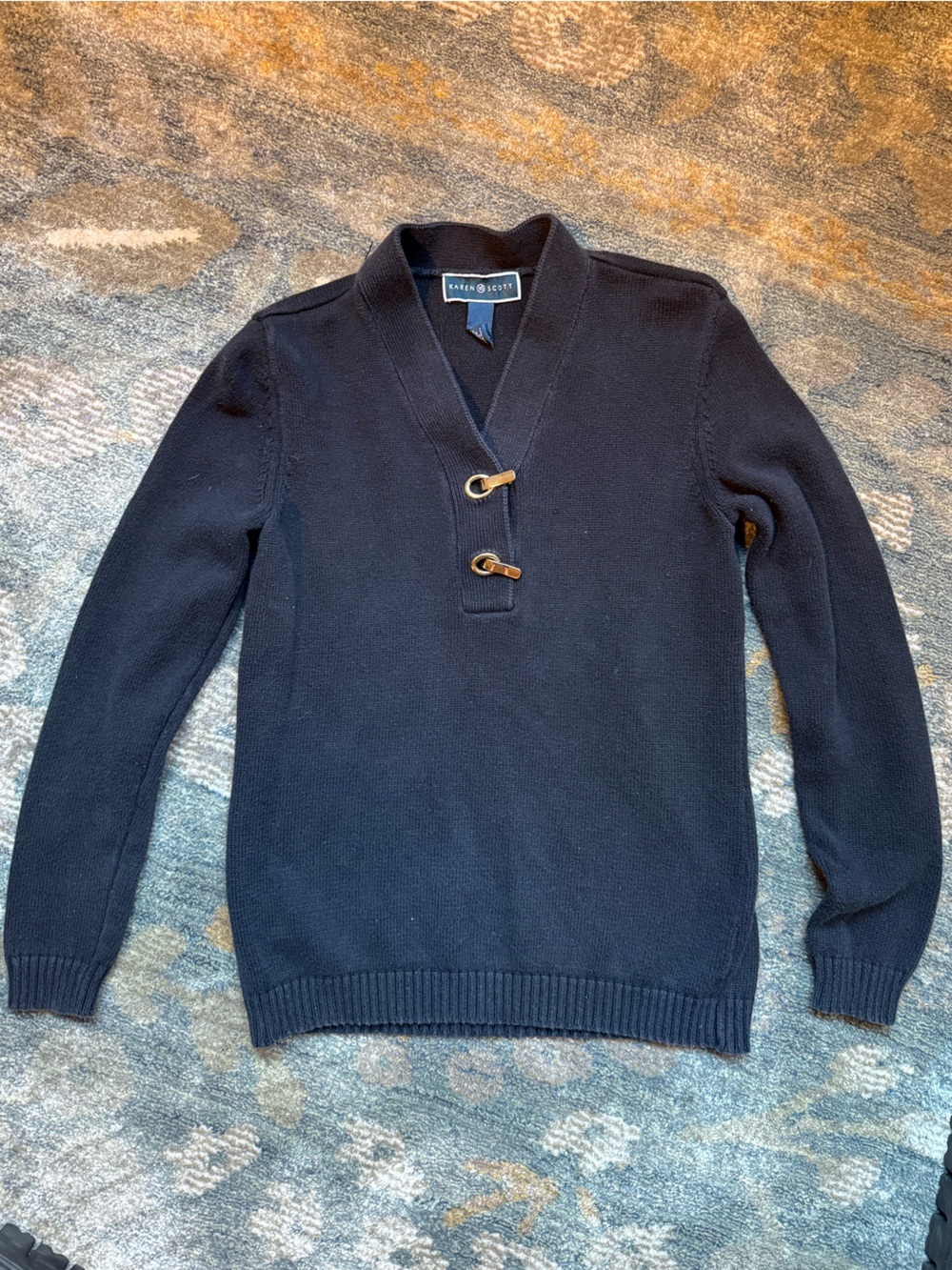 Karen Scott Navy V-Neck Sweater